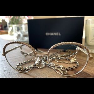 Authentic Chanel Pantos glasses with double Chain